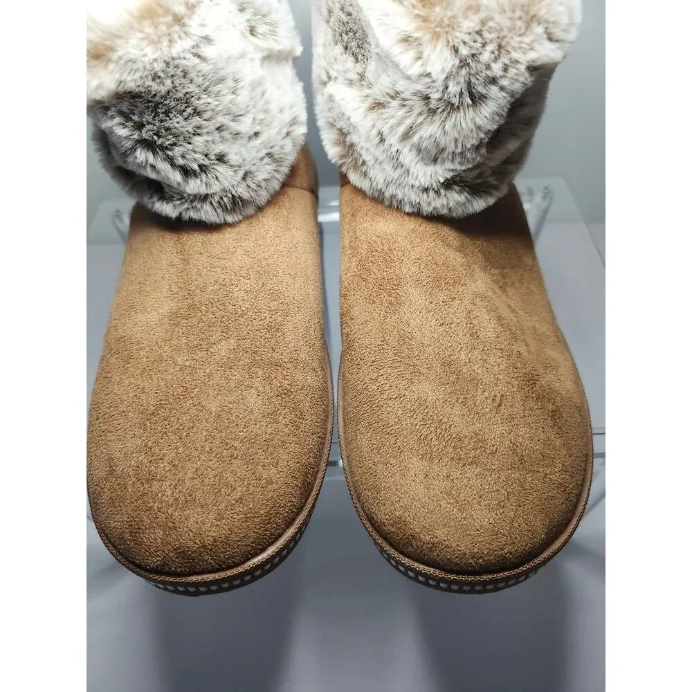 Skechers Women's Keepsakes Ankle Boots Booties Chestnut Brown Sz 8 Faux Fur